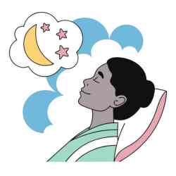 A serene woman sleeps soundly, her eyes closed, while a fluffy cloud hovers above her head.